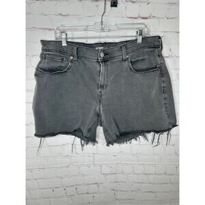 Old Navy Black Mid Rise Boyfriend Denim Cut Off Shorts Womens 16 Plus Size Jean